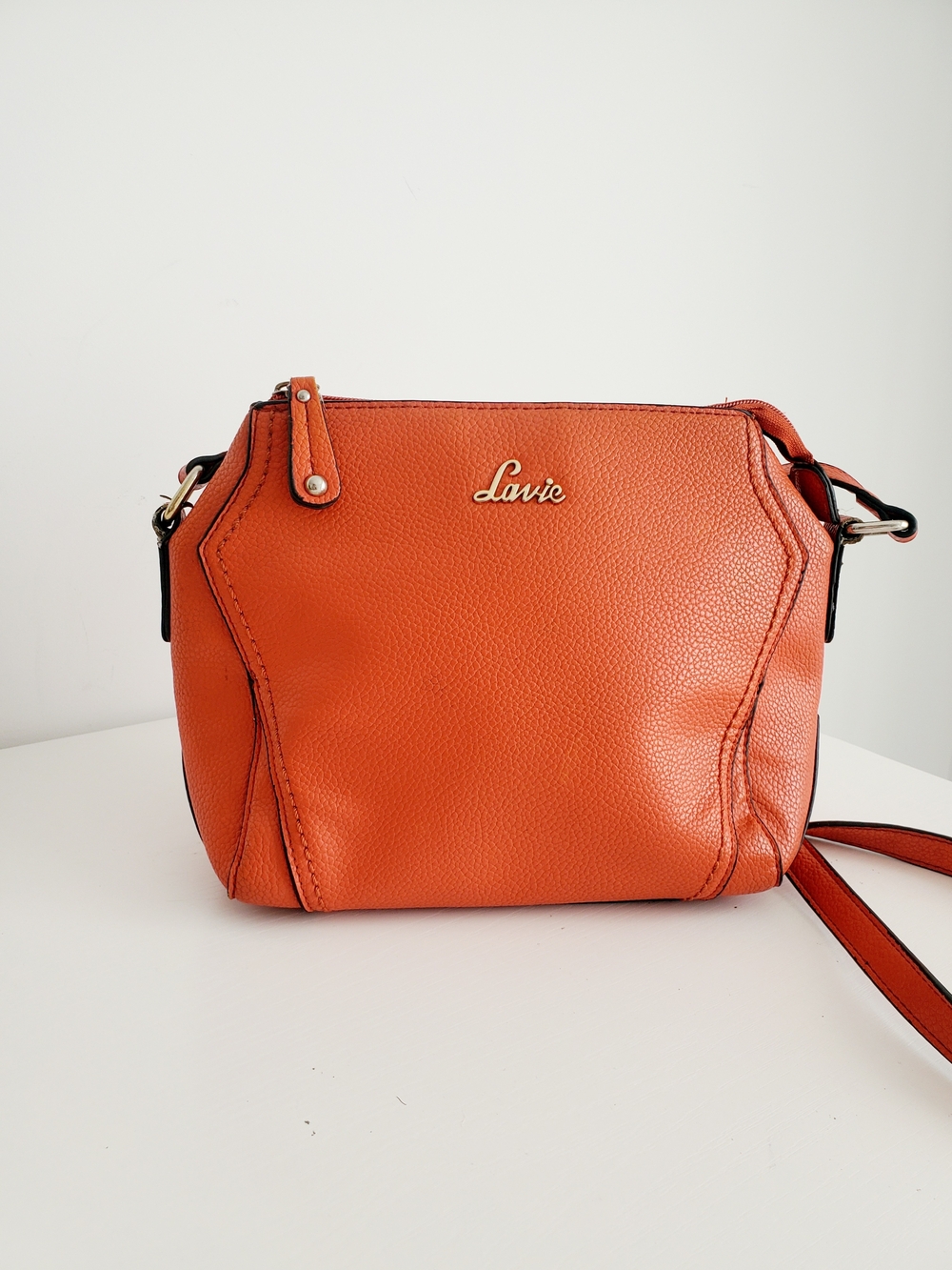 Orange Pebbled Crossbody Bag